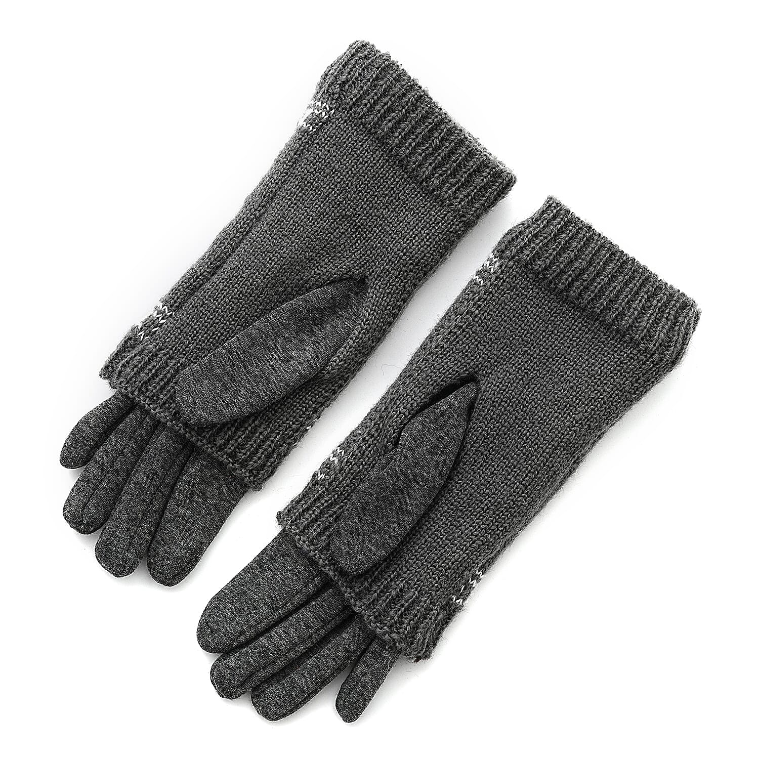 Two-in-One 5-finger Gloves & Fingerless Gloves (23 X 9 cm) - Grey