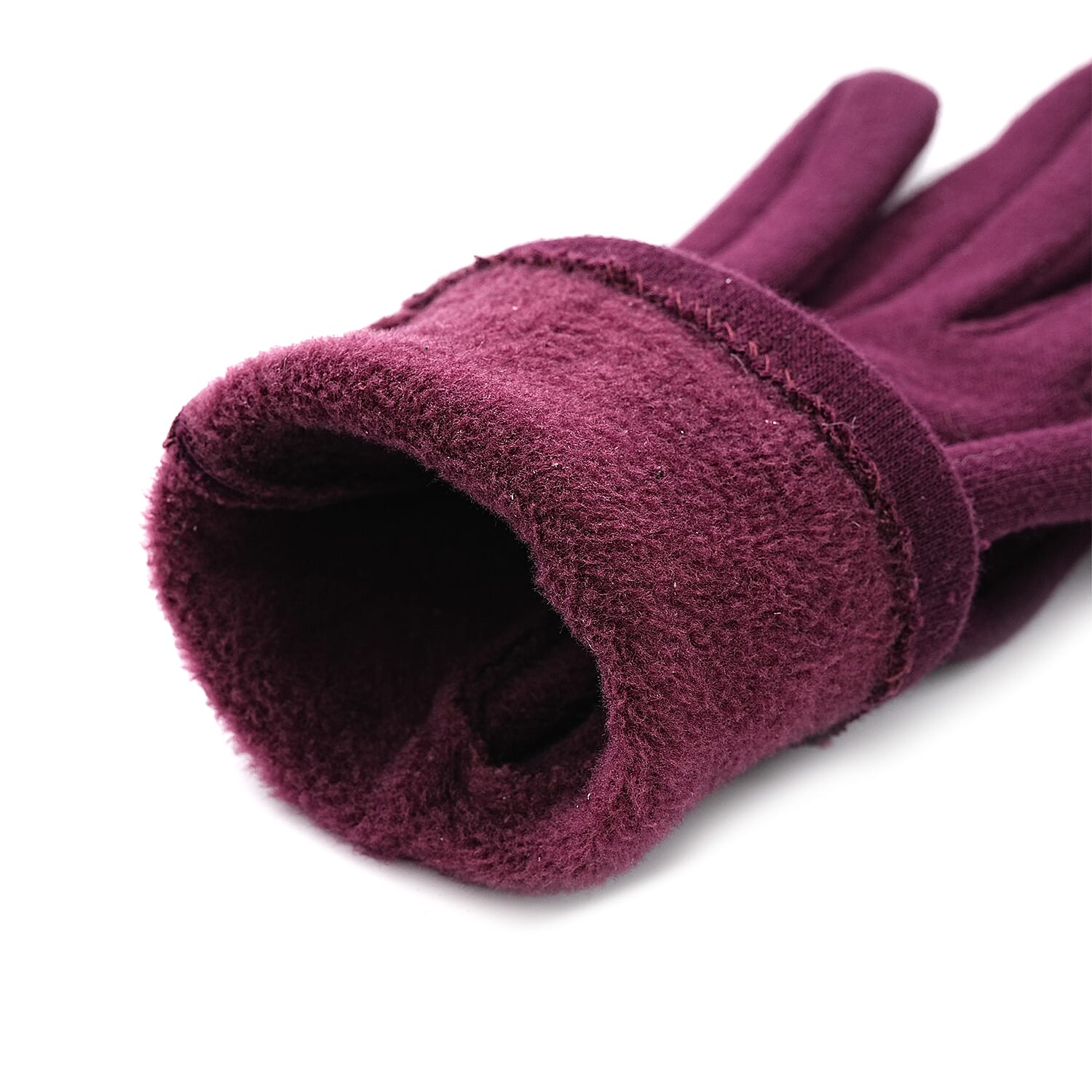 Two-in-One 5-finger Gloves & Fingerless Gloves (23 X 9 cm) - Burgundy