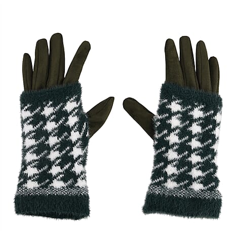 Two-in-One 5 Finger Gloves & Fingerless Mittens - Green