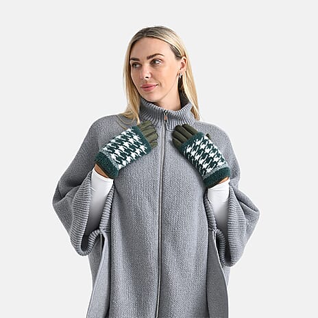 Two-in-One 5 Finger Gloves & Fingerless Mittens - Green