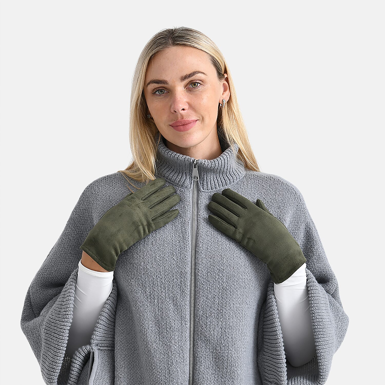 Two-in-One 5 Finger Gloves & Fingerless Mittens - Green