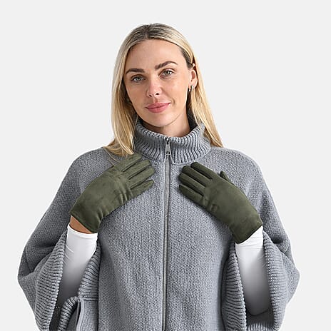 Two-in-One 5 Finger Gloves & Fingerless Mittens - Green