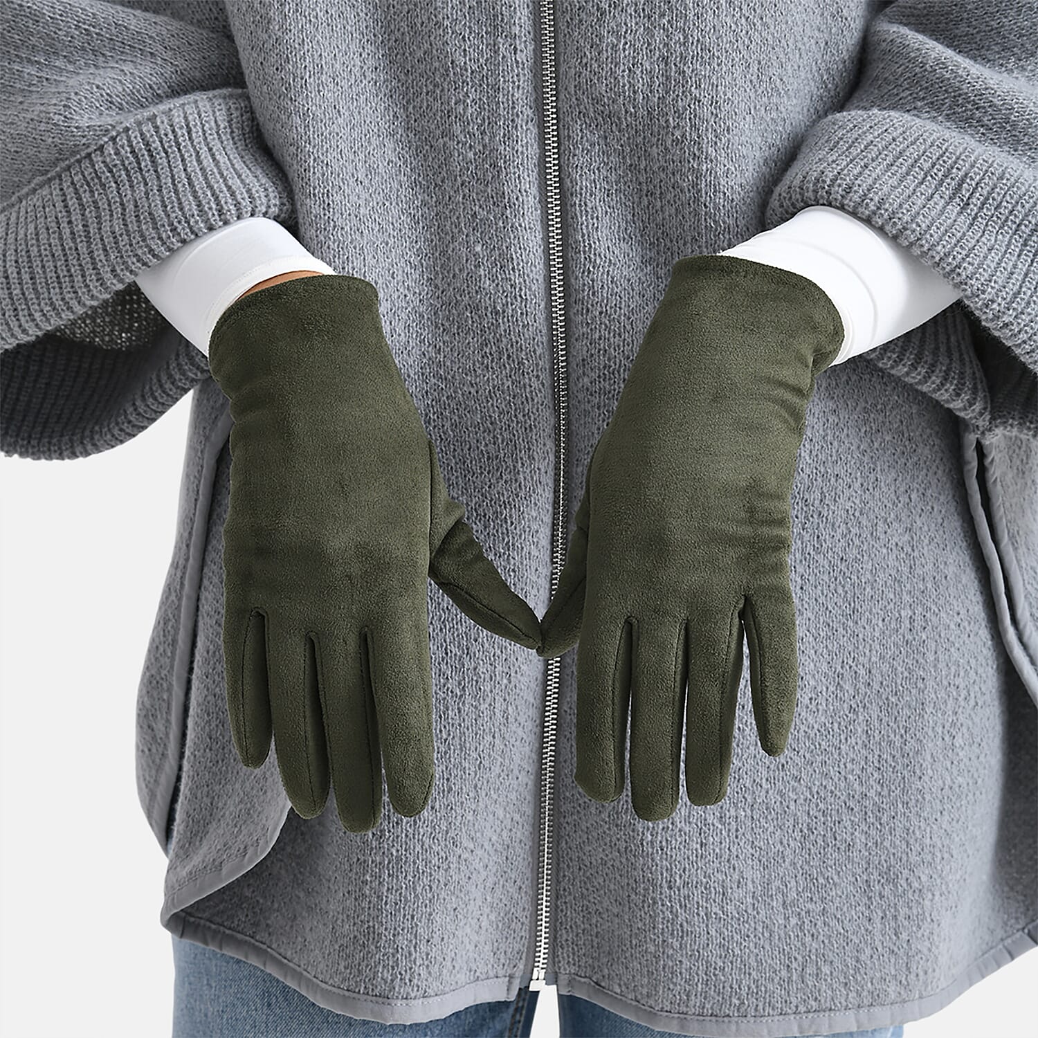 Two-in-One 5 Finger Gloves & Fingerless Mittens - Green