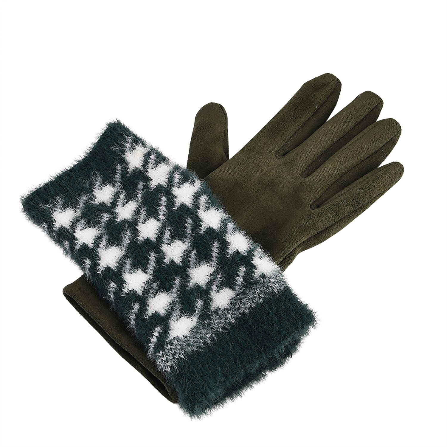 Two-in-One 5 Finger Gloves & Fingerless Mittens - Green