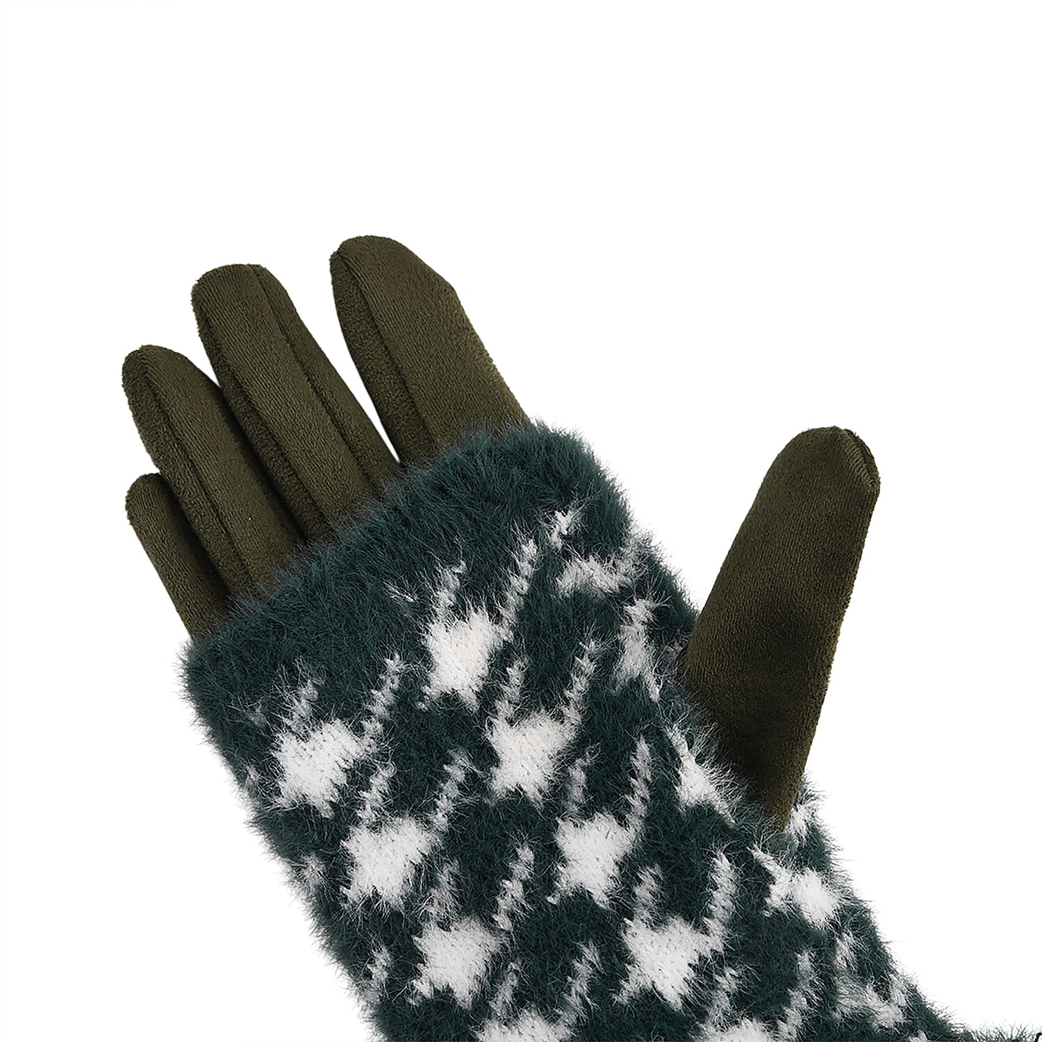 Two-in-One 5 Finger Gloves & Fingerless Mittens - Green