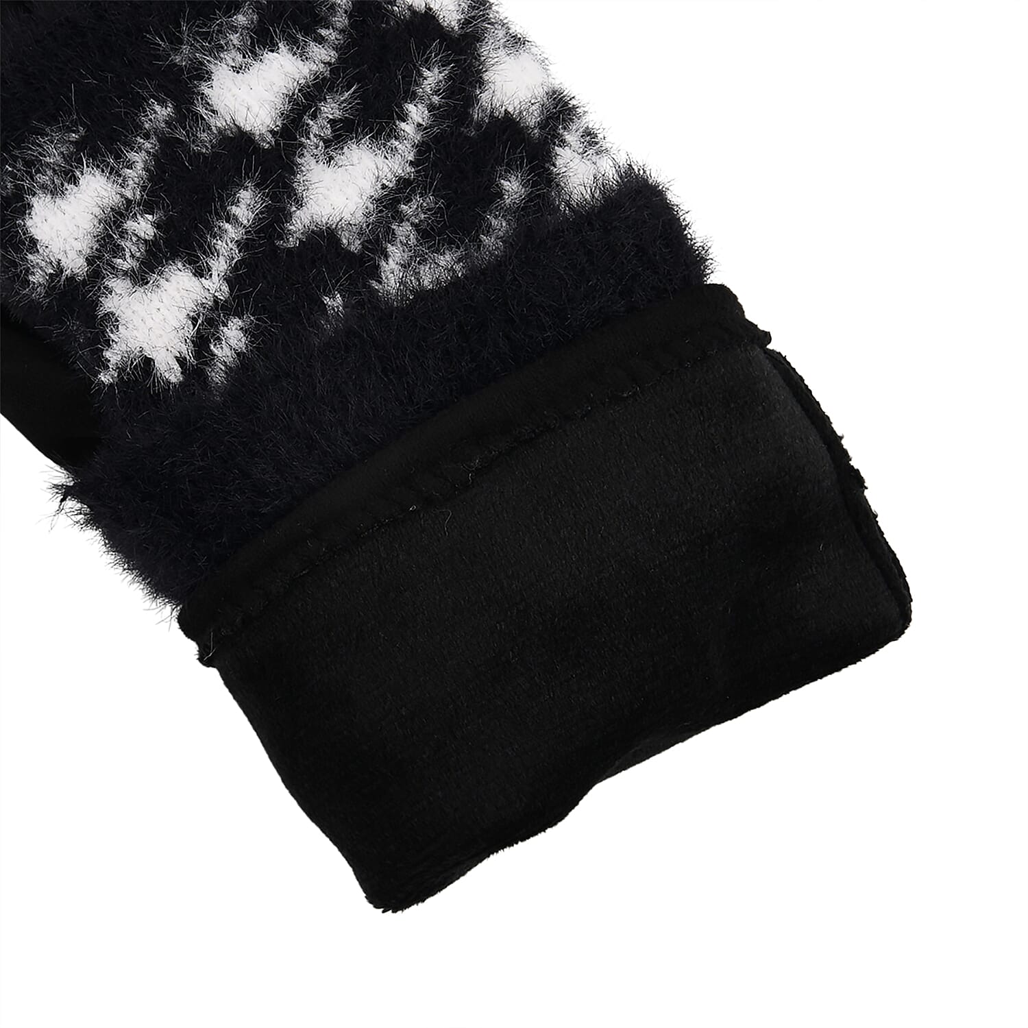 Two-in-One 5 Finger Gloves & Fingerless Mittens - Black & White