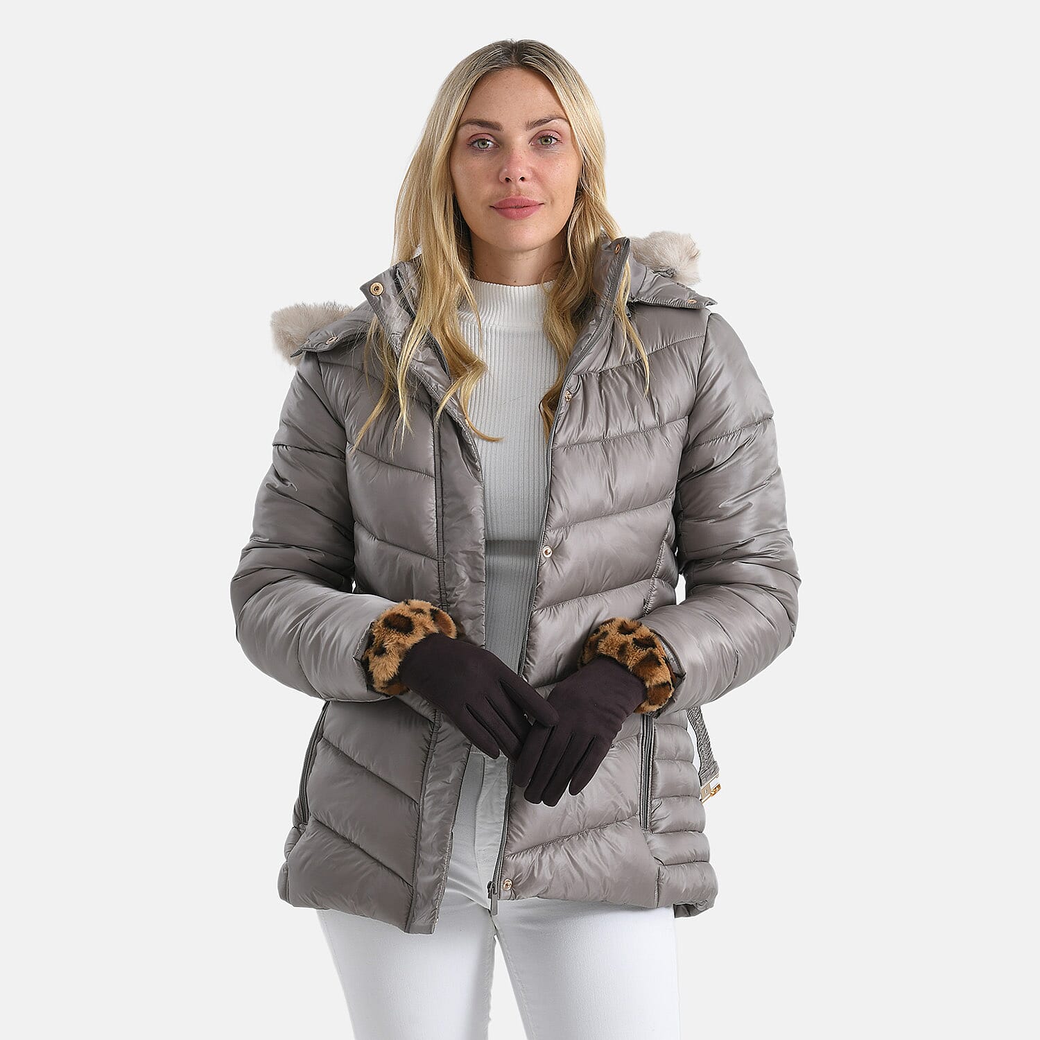 Leopard Print Gloves (23 x 9cm) - Light & Dark Brown