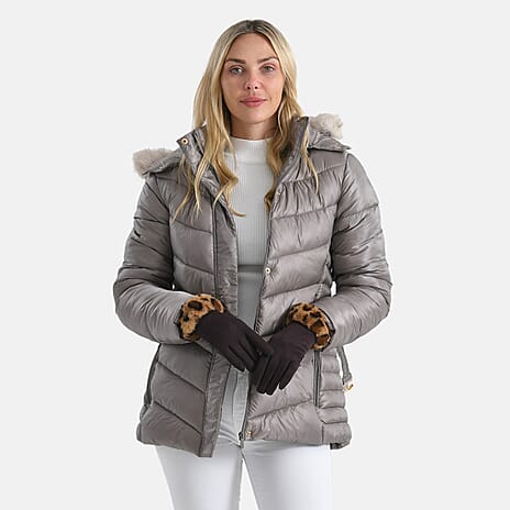 Leopard Print Gloves (23 x 9cm) - Light & Dark Brown