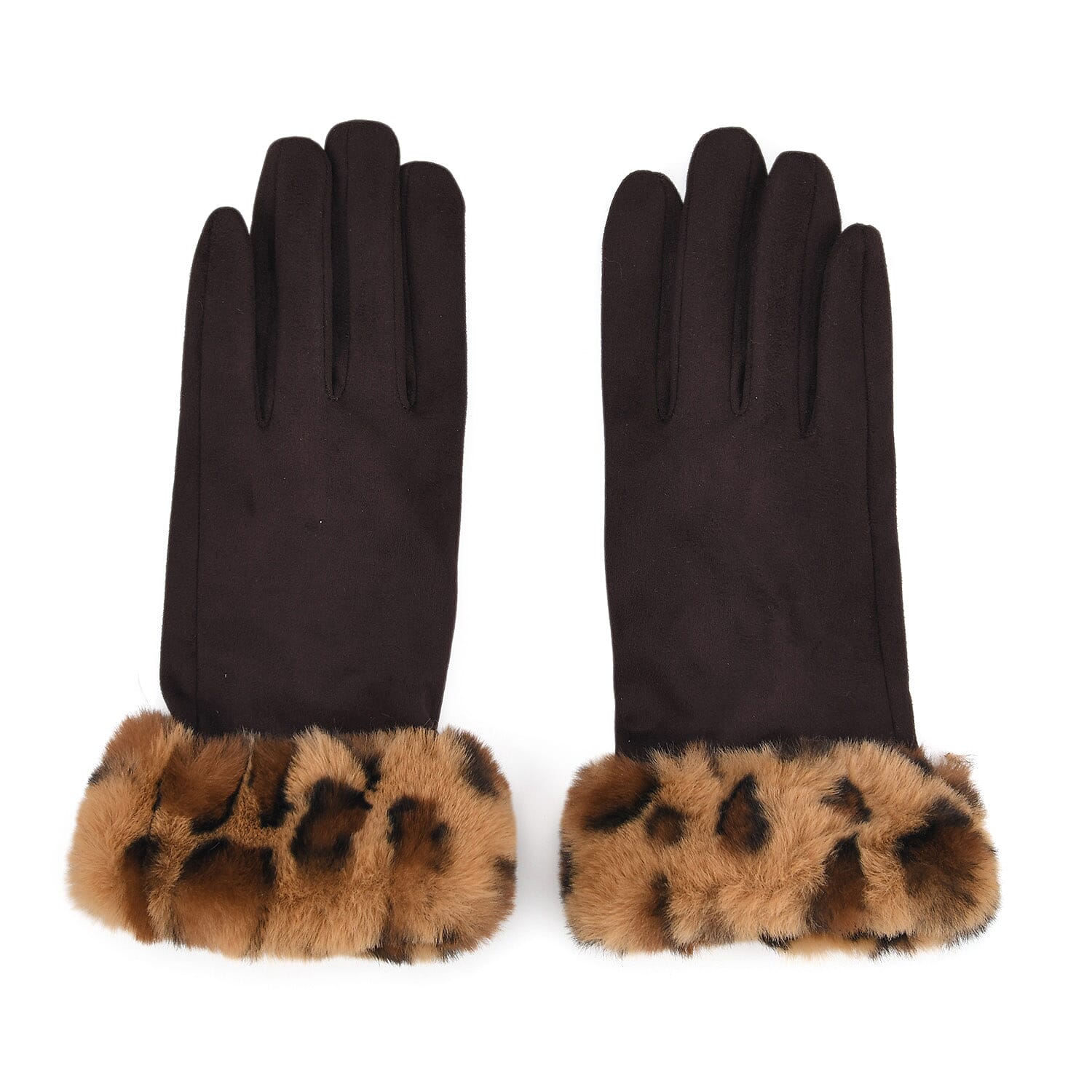 Leopard Print Gloves (23 x 9cm) - Light & Dark Brown
