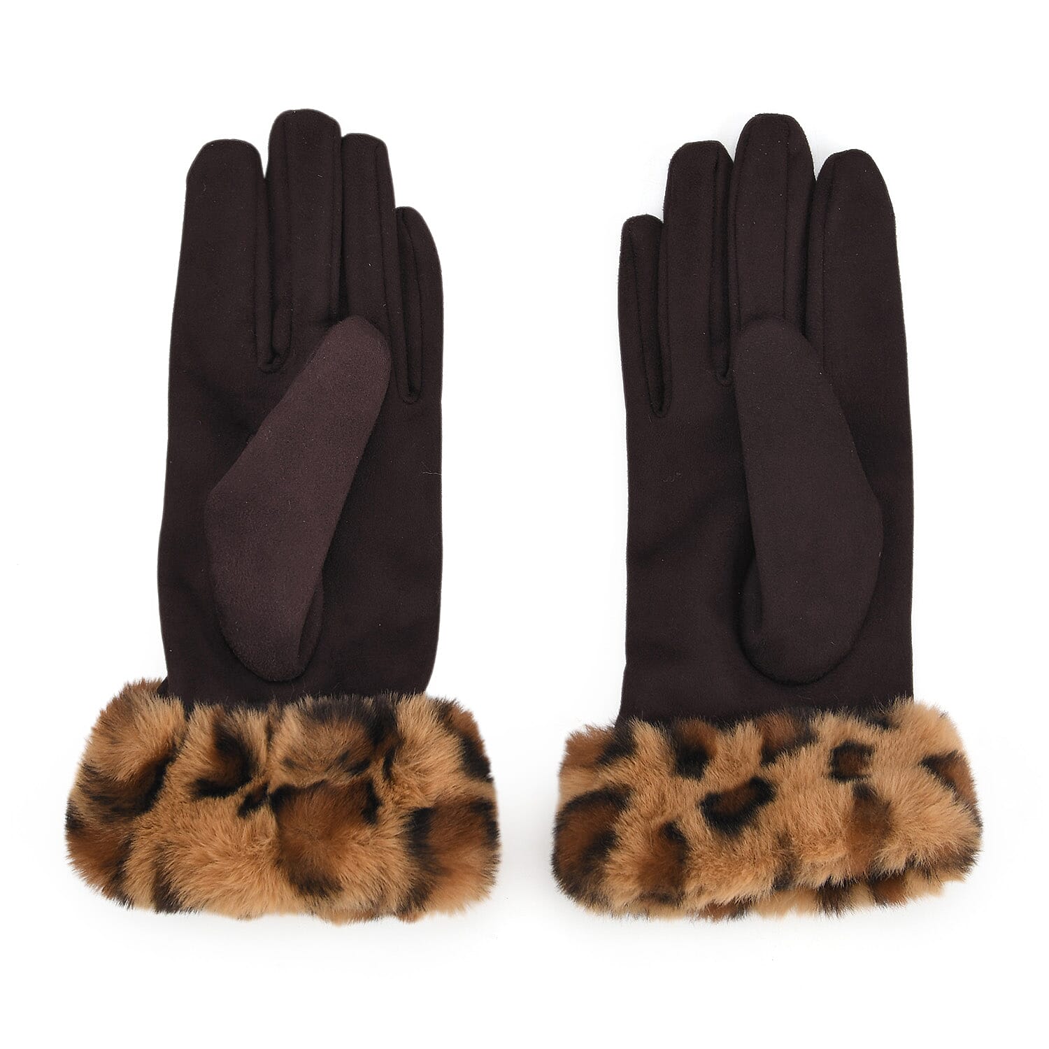 Leopard Print Gloves (23 x 9cm) - Light & Dark Brown