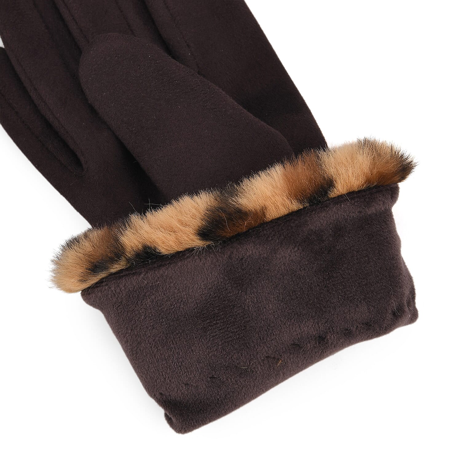 Leopard Print Gloves (23 x 9cm) - Light & Dark Brown