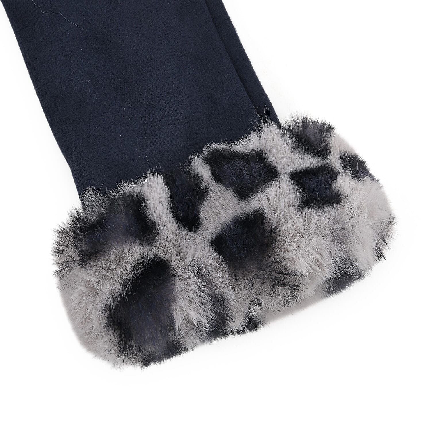 Leopard Print Gloves (23 x 9cm) - Grey & Navy