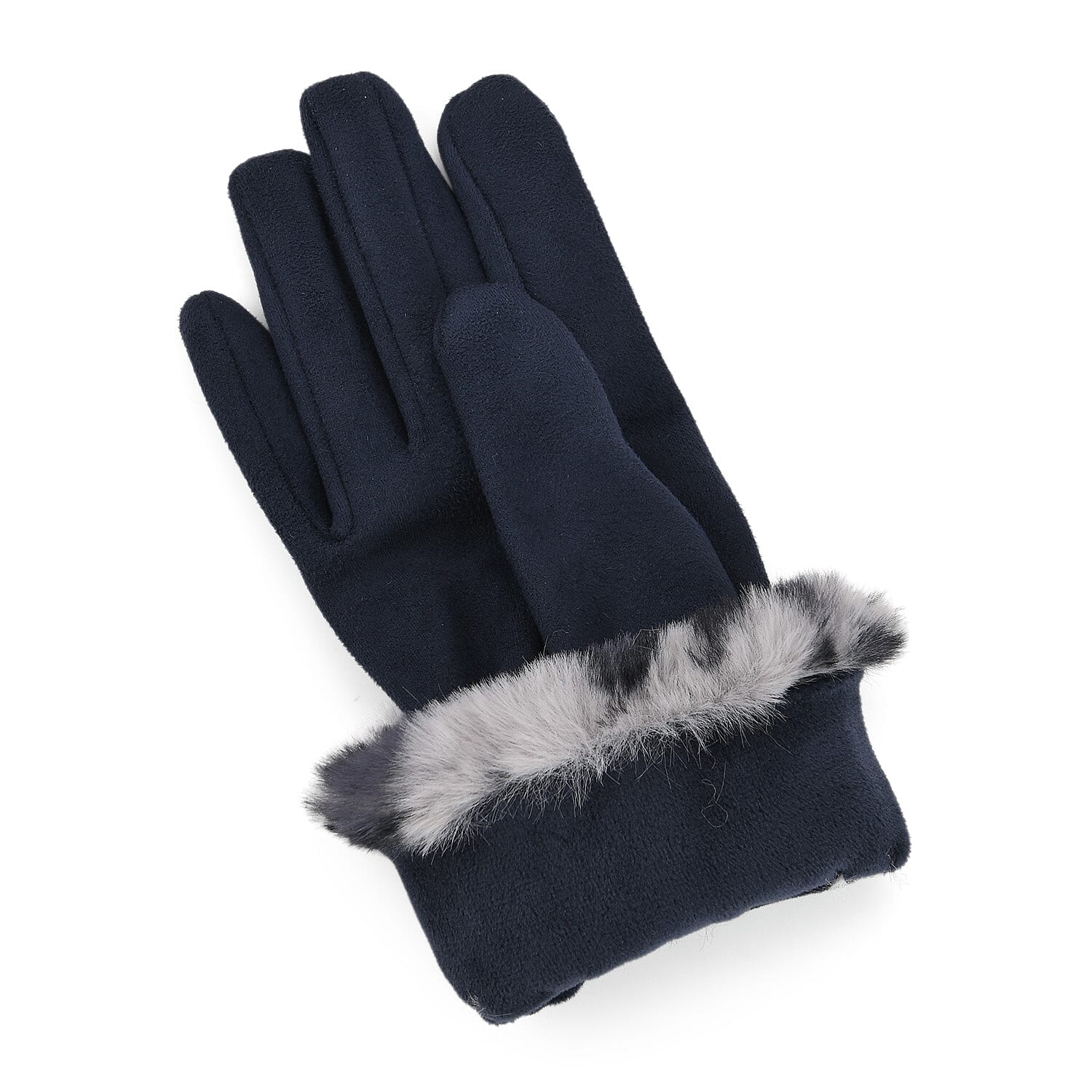 Leopard Print Gloves (23 x 9cm) - Grey & Navy