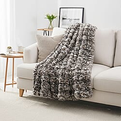 Sumptuously Super Soft Faux Rabbit Fur Double Layered Super Large Blanket 790 GSM - Grey