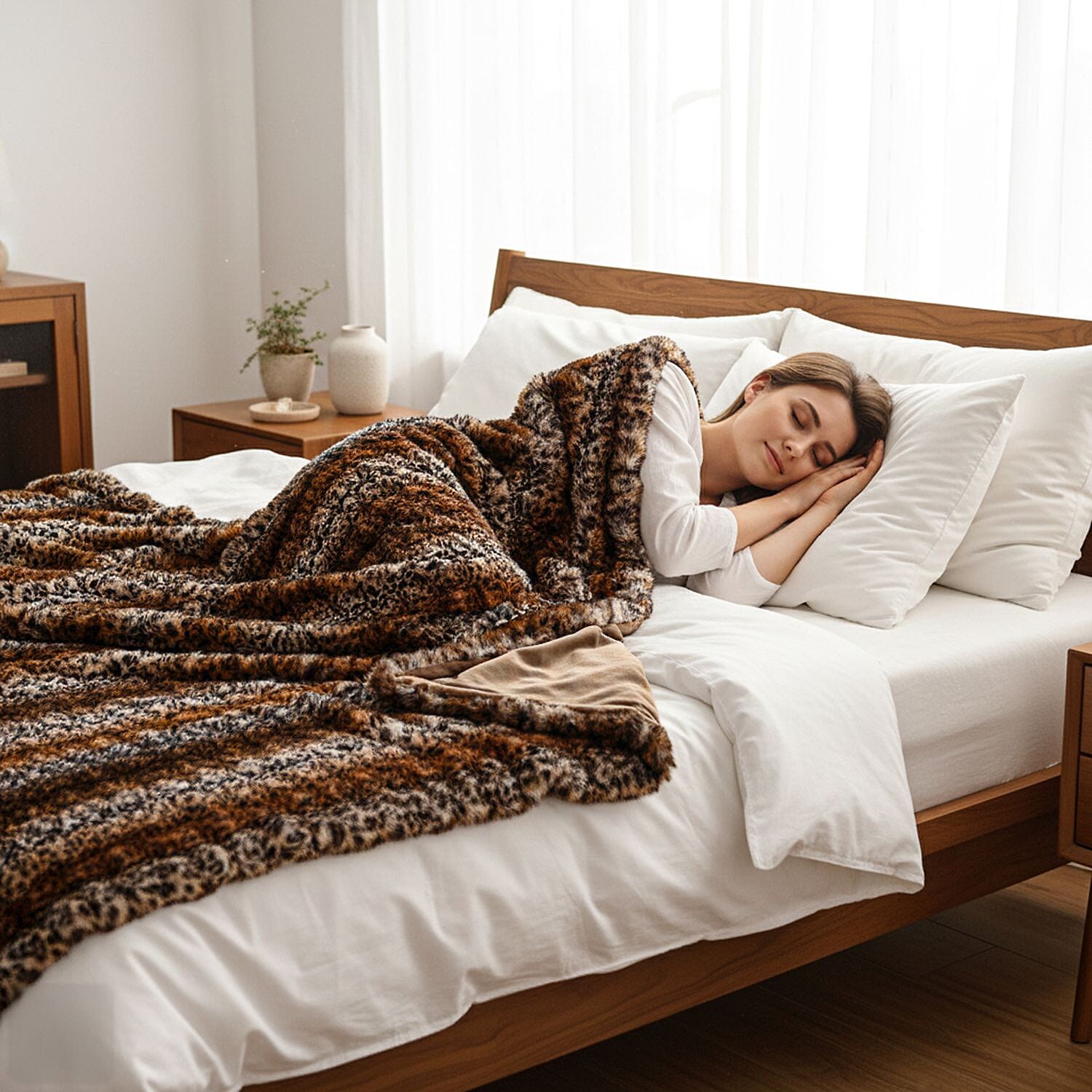 The Epitome Of Luxury - Sumptuously Super Soft Faux Rabbit Fur Double Layered Super Large Blanket 790 GSM (200 x 150 cm) - Brown