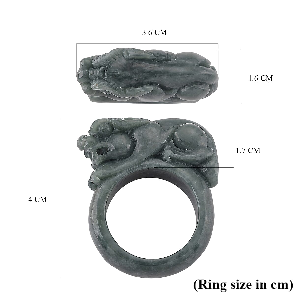 Natural Type A Jadeite Pixiu Ring 90.00 Ct.