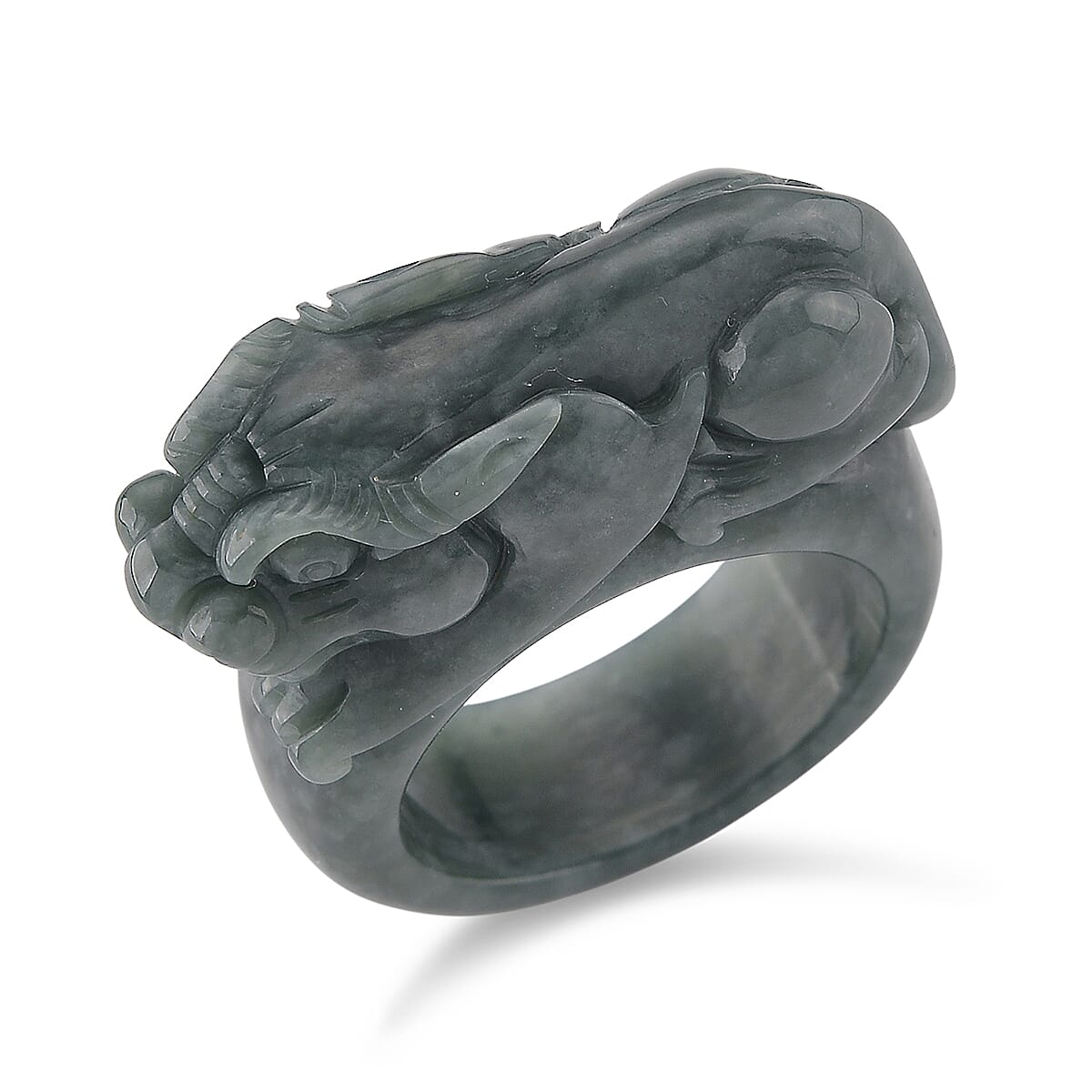 Olmec Jadeite Stone Pixiu Ring 90.00 Ct.