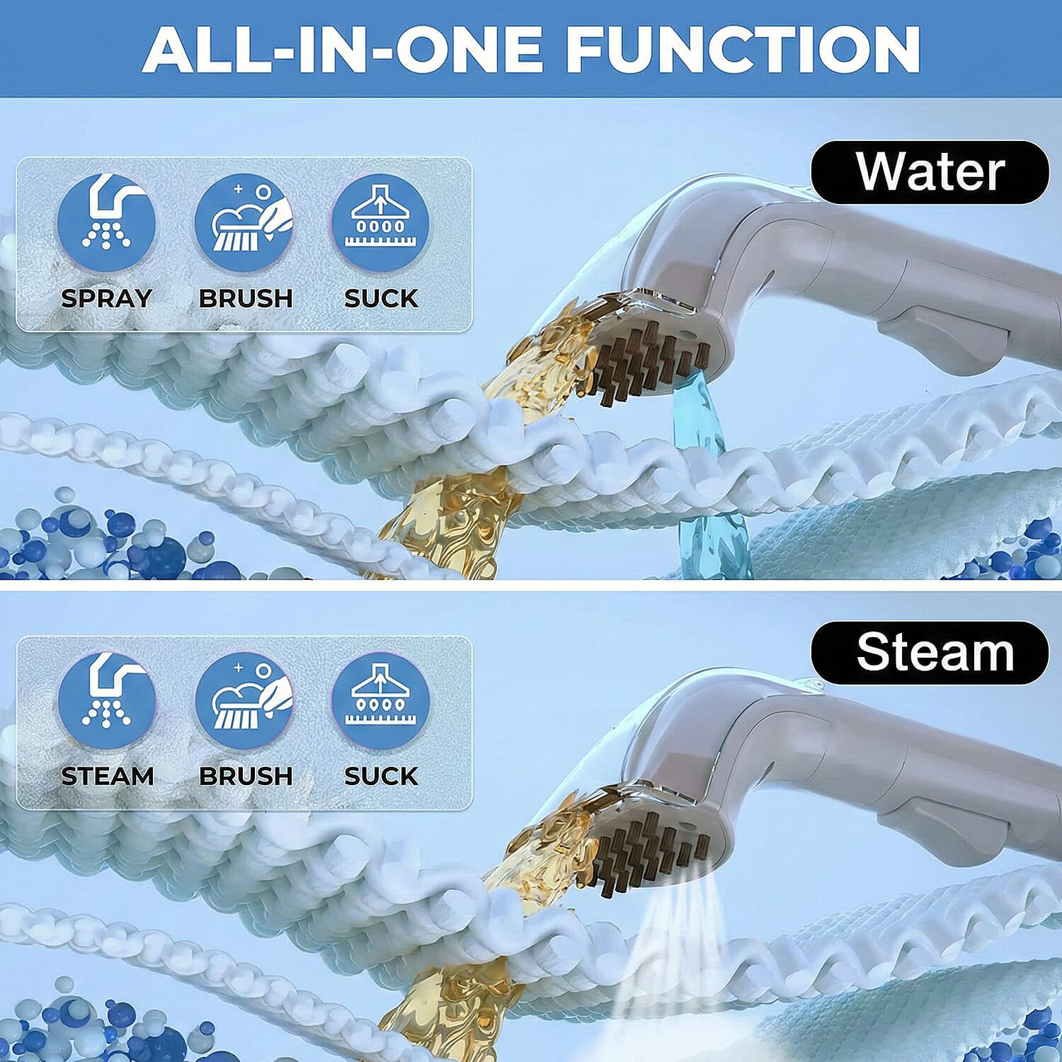 2 in 1 Carpet Spot Cleaner and Steam Cleaner - 5m Cable and 1.2m Hose (Power 1700W)