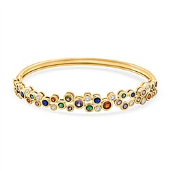 Bubble Collection - Multi Colour Cubic Zirconia Bangle (Size 7.5) in White Gold Plated 2.80 Ct.
