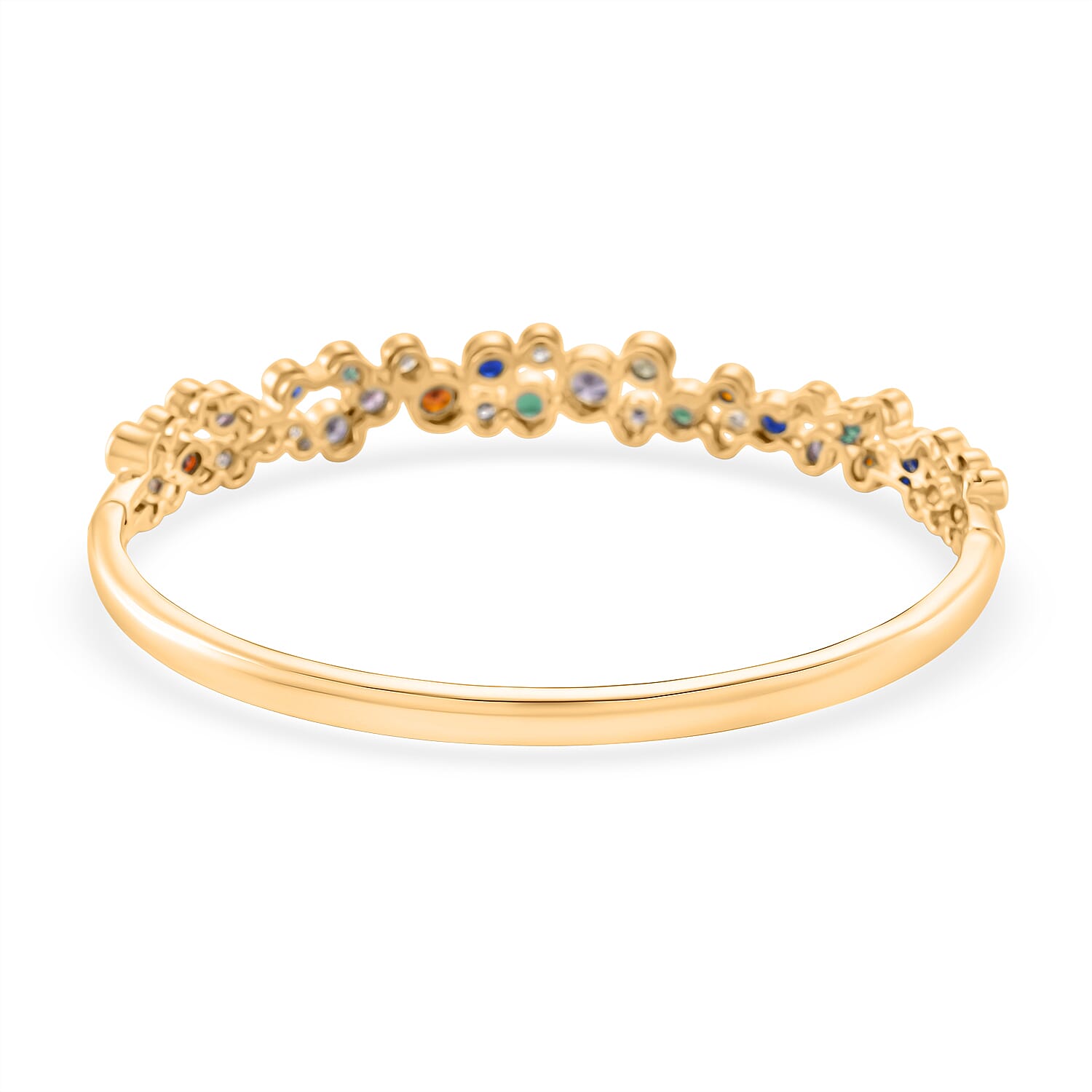 Bubble Collection - Multi Colour Cubic Zirconia Bangle (Size 7.5) in Yellow Gold Plated 2.80 Ct.