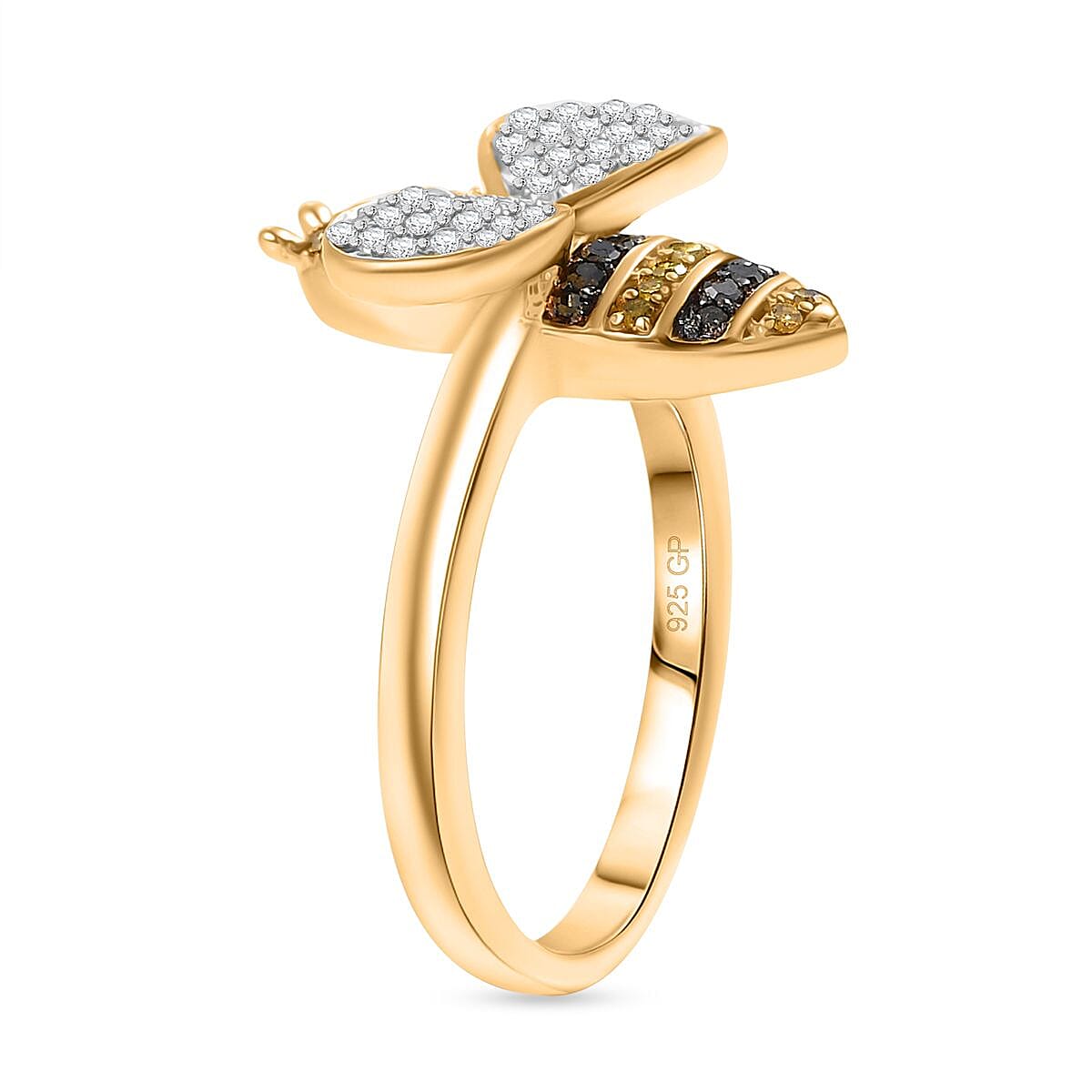 GP Italian Garden Collection - White Diamond & Multi Gemstones Ring in 18K Vermeil YEllow Gold Plated Sterling Silver 0.50 Ct.