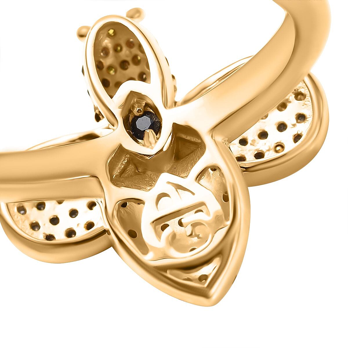 GP Italian Garden Collection - White Diamond & Multi Gemstones Ring in 18K Vermeil YEllow Gold Plated Sterling Silver 0.50 Ct.