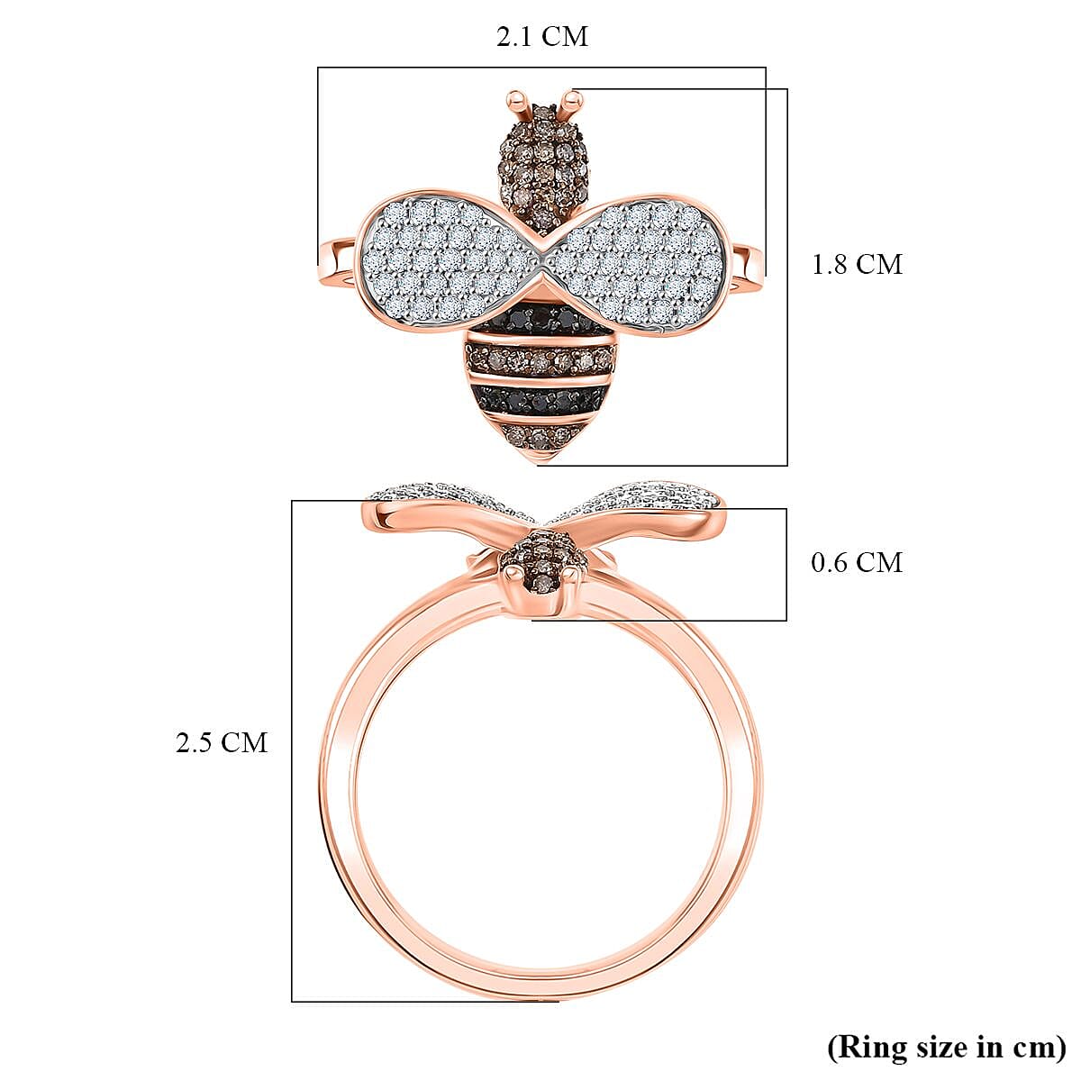 GP Italian Garden Collection - Black Diamond, Kanchanaburi Blue Sapphire, Champagne Diamond & White Diamond Ring in 18K Vermeil Rose Gold Plated Sterling Silver 0.50 Ct. GP Italian Garden Collection - Black Diamond, Kanchanaburi Blue Sapphire, Champagne Diamond & White Diamond Ring in 18K Vermeil Rose Gold Plated Sterling Silver 0.50 Ct.
