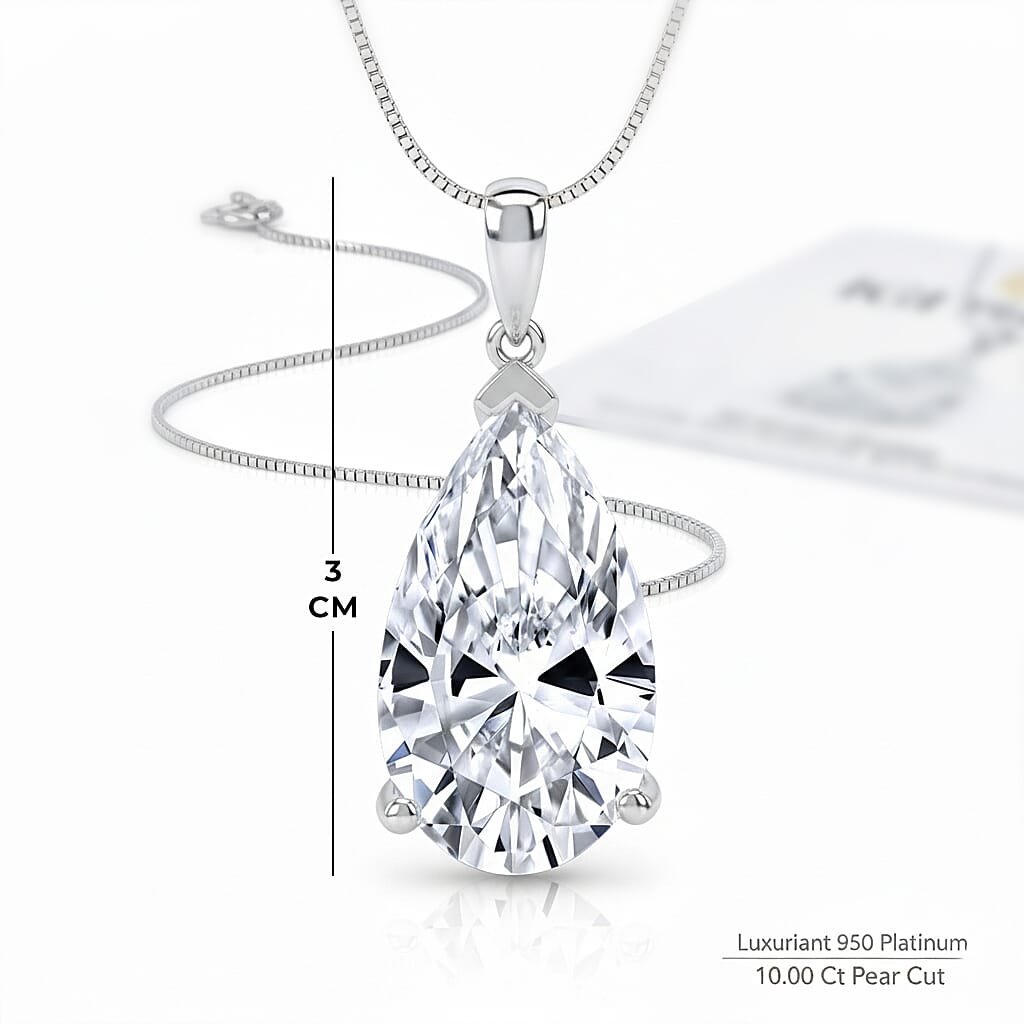 Collectors  Edition- 950 Platinum Pear Cut (VS-EF) Lab Grown Diamond IGI Certified Pendant 10.00 Ct,