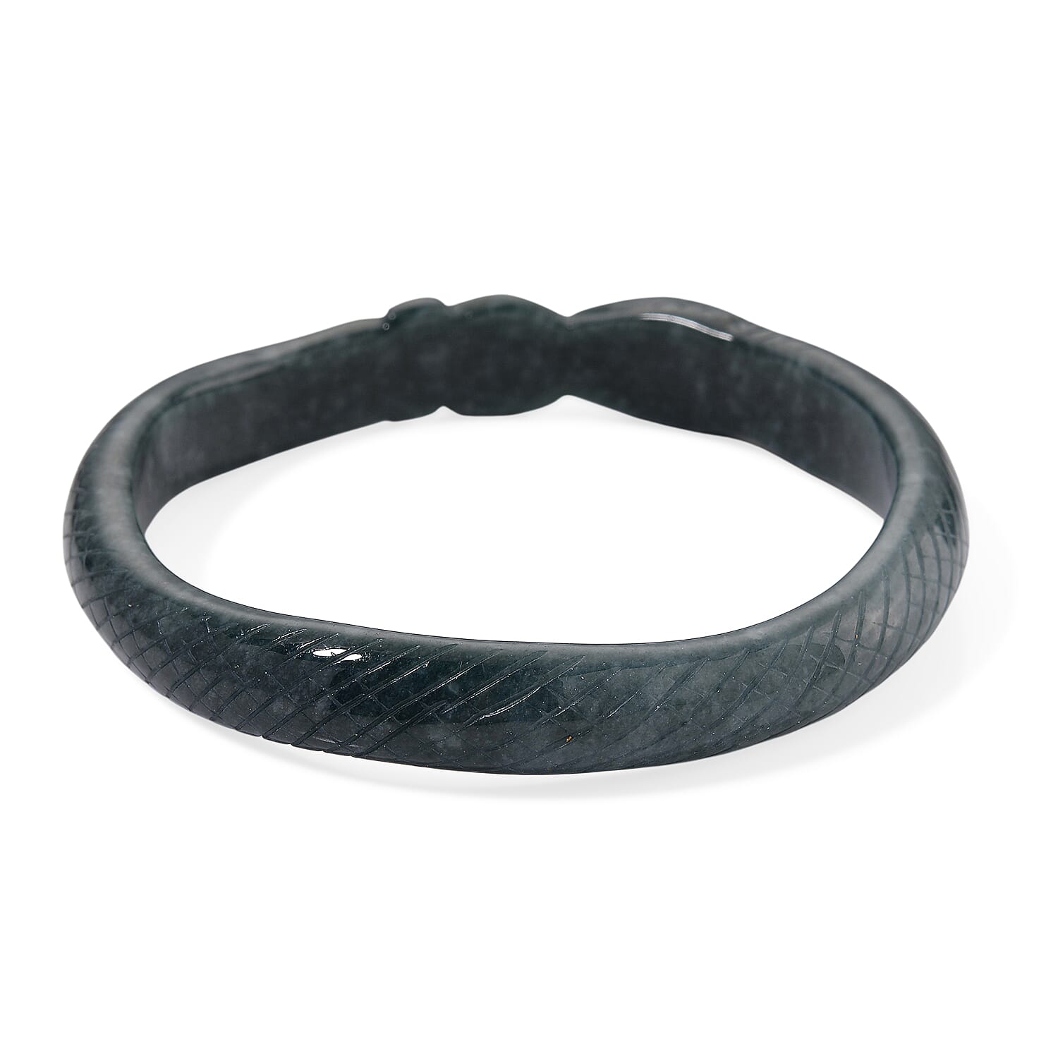 Natural Type A Jadeite Carved Snake Bangle (Size 7.5) 200.00 Ct.