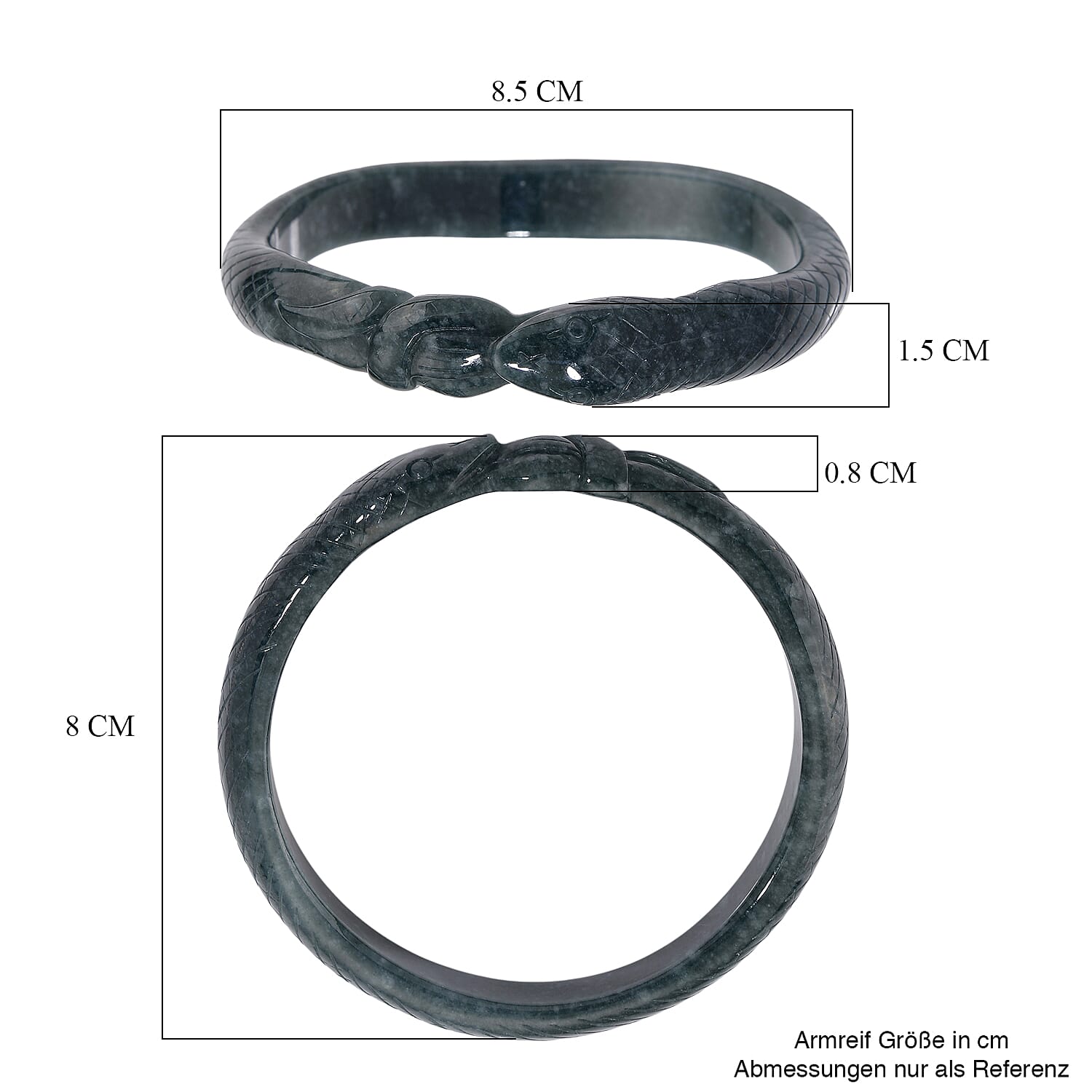 Exclusively Crafted, Limited Edition Natural Jadeite Jade Carved Snake Bangle (Size 7.5) 200.00 Ct. Exclusively Crafted, Limited Edition Natural Jadeite Jade Carved Snake Bangle (Size 7.5) 200.00 Ct.