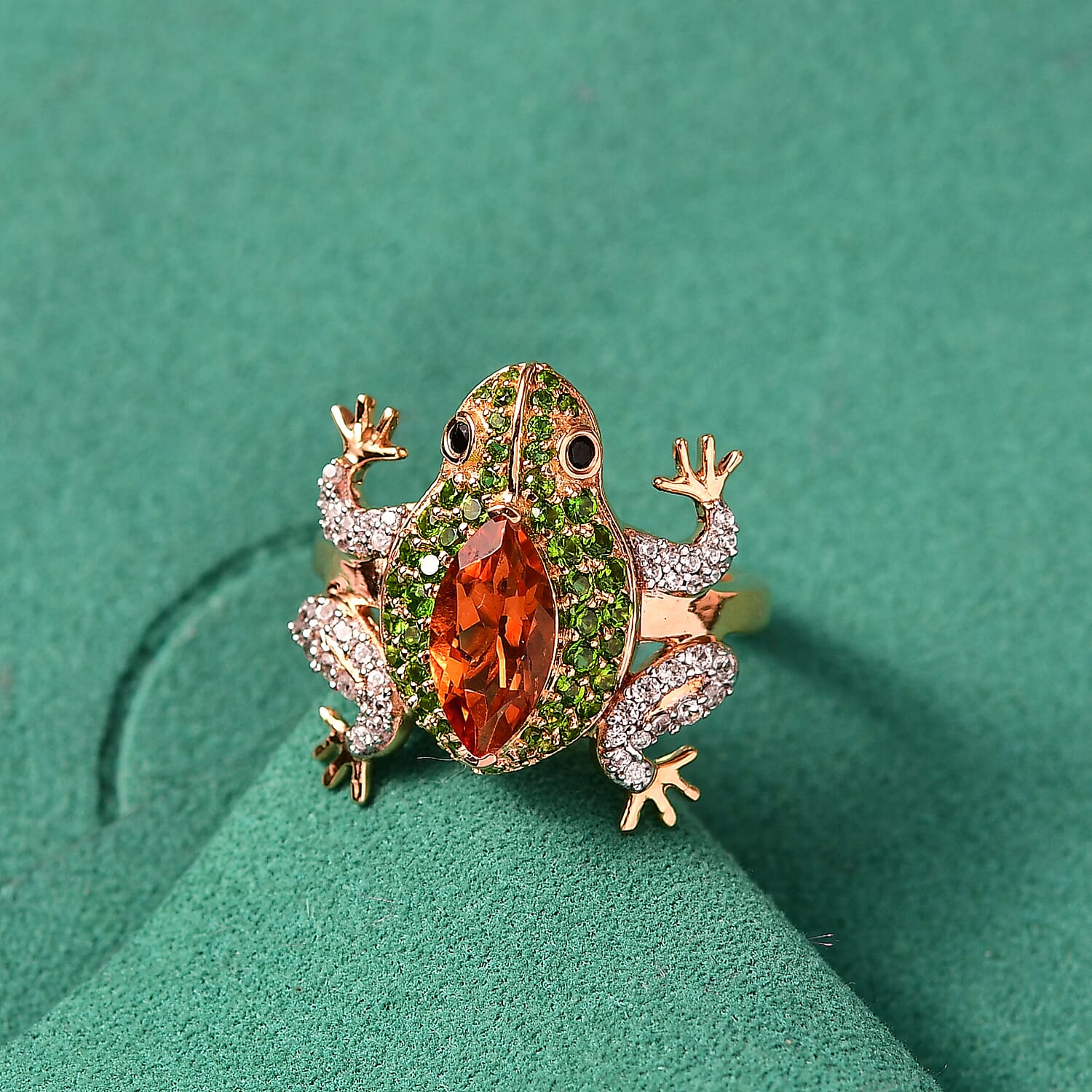 GP Italian Garden Collection - Madeira Citrine & Multi Gemstones Ring in 18K Vermeil Yellow Gold Sterling Silver 3.14 Ct, Silver Wt. 6.01 Gms.