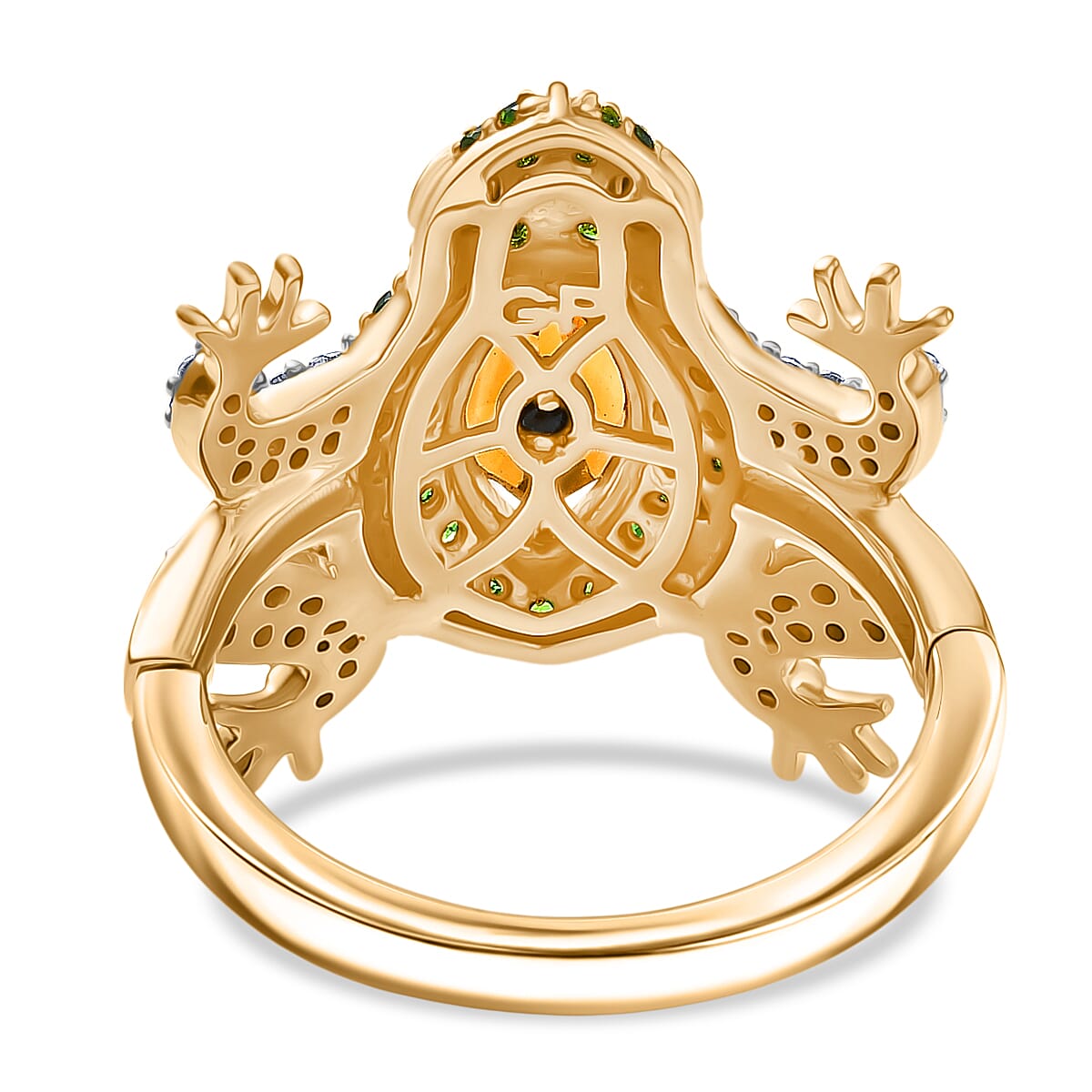 GP Italian Garden Collection - Madeira Citrine & Multi Gemstones Ring in 18K Vermeil Yellow Gold Sterling Silver 3.14 Ct, Silver Wt. 6.01 Gms.