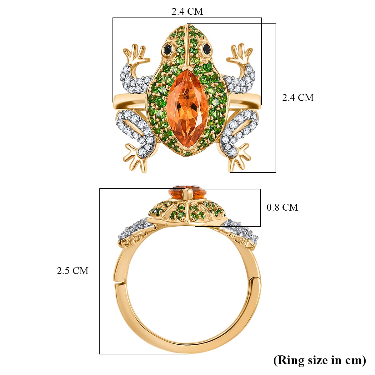 GP Italian Garden Collection - Madeira Citrine & Multi Gemstones Ring in 18K Vermeil Yellow Gold Sterling Silver 3.14 Ct, Silver Wt. 6.01 Gms.