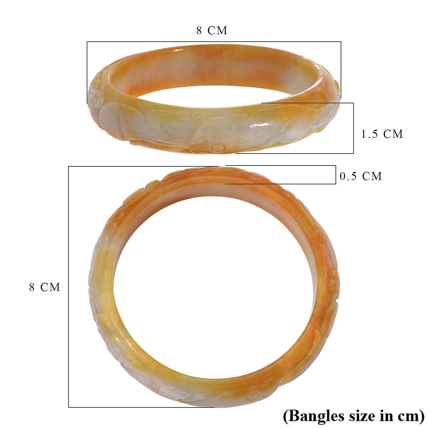 Extremely Rare - Burmese Bi Colour White & Honey Jadeite Hand Carved Bangle (Size 7.5) 220.00 Ct. Extremely Rare - Burmese Bi Colour White & Honey Jadeite Hand Carved Bangle (Size 7.5) 220.00 Ct.