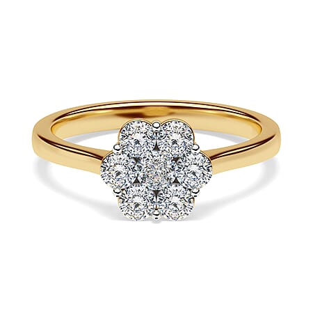 LUXURIANT 1 Ct. Lab Grown Cluster Diamond Ring in 18K Vermeil Yellow Gold Sterling Silver I1-EF LUXURIANT 1 Ct. Lab Grown Cluster Diamond Ring in 18K Vermeil Yellow Gold Sterling Silver I1-EF