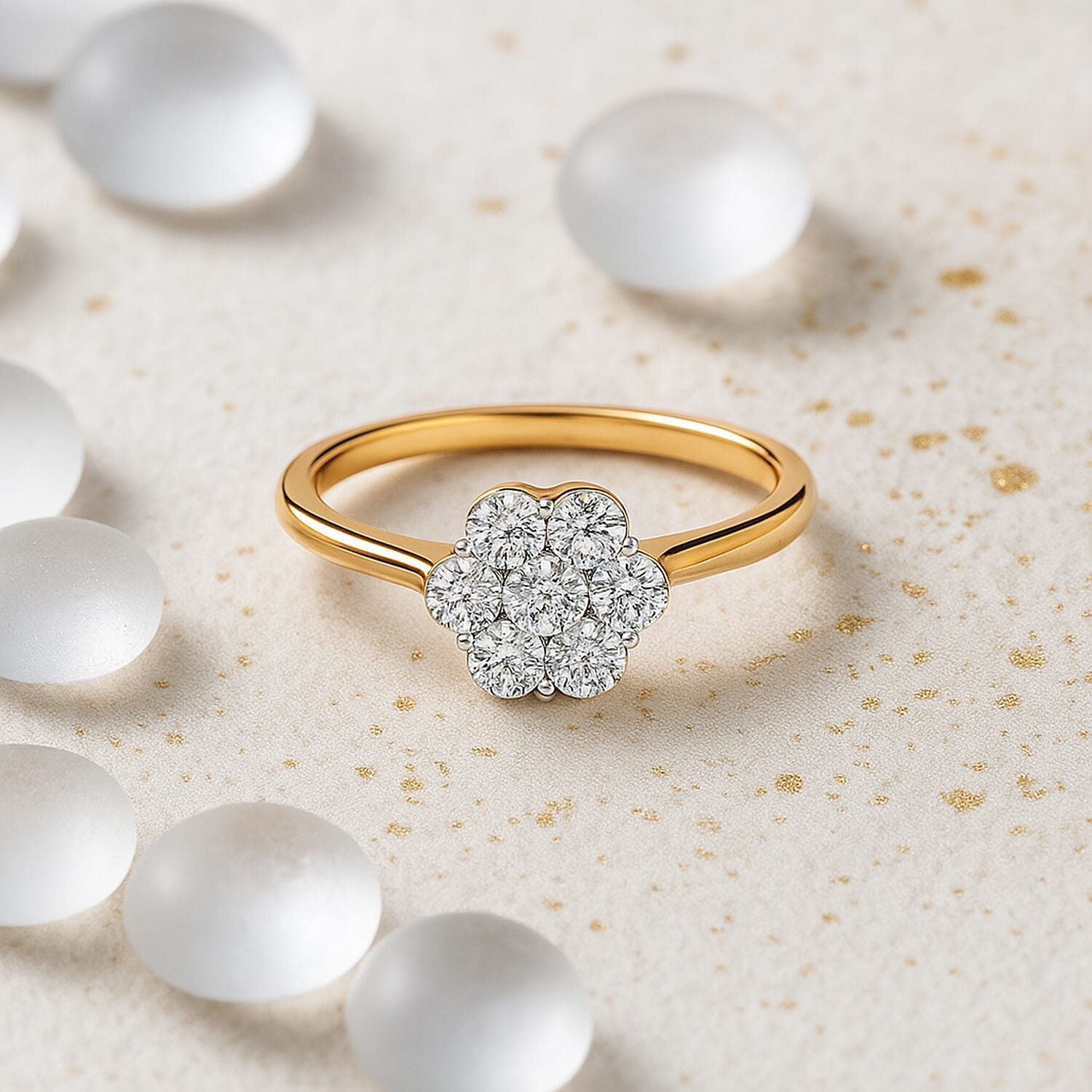 Luxuriant Lab Grown I1-EF Diamond Ring in 18K Vermeil Yellow Gold Sterling Silver 1.01 Ct.