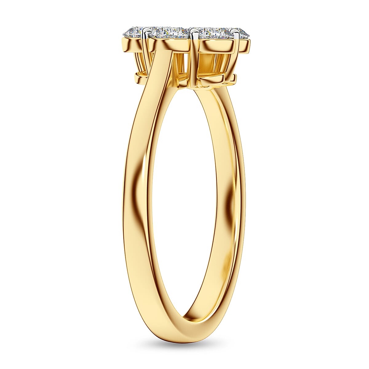 Luxuriant Lab Grown I1-EF Diamond Ring in 18K Vermeil Yellow Gold Sterling Silver 1.01 Ct.