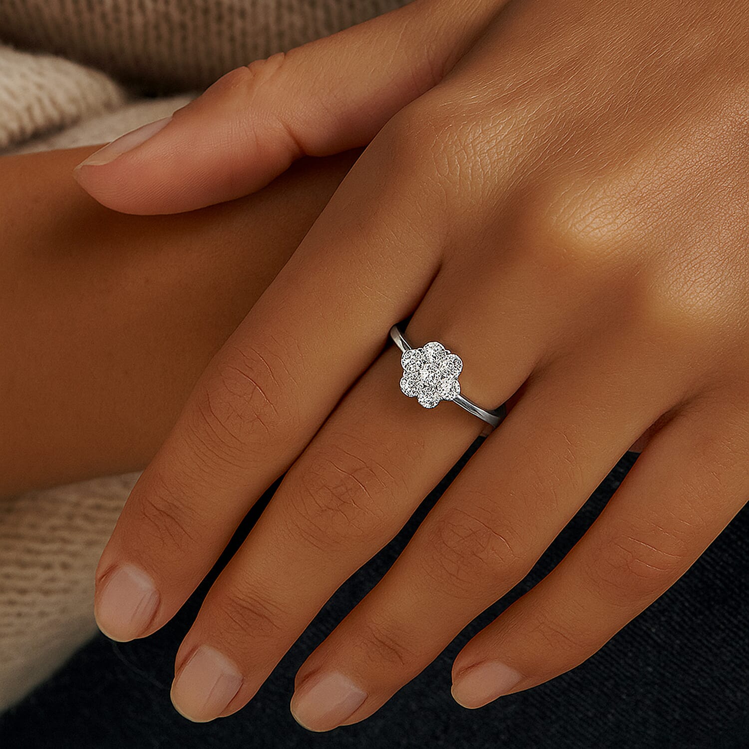 Luxuriant Lab Grown I1-EF Diamond Ring in Sterling Silver