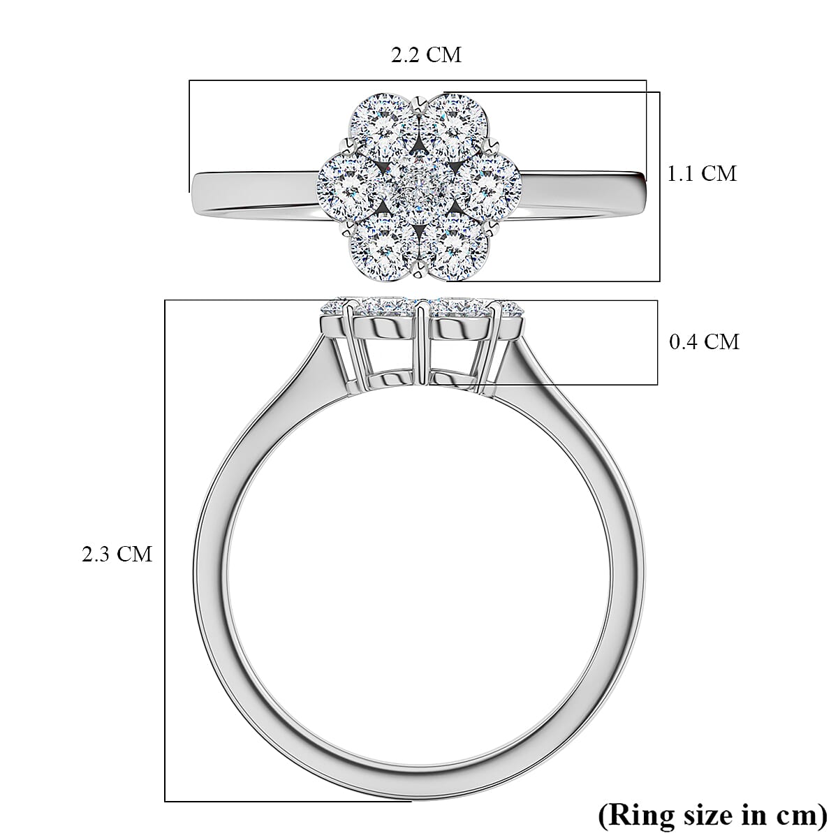 Luxuriant Lab Grown I1-EF Diamond Ring in Sterling Silver