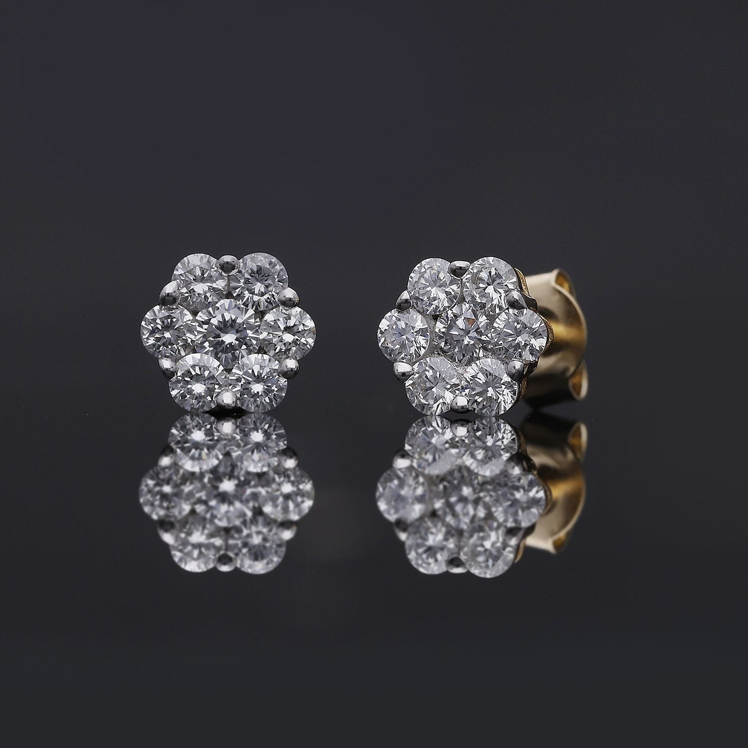 Luxuriant Lab Grown I1-EF Diamond Earring with Push Post in 18K Vermeil Yellow Gold Sterling Silver 1.02 Ct.