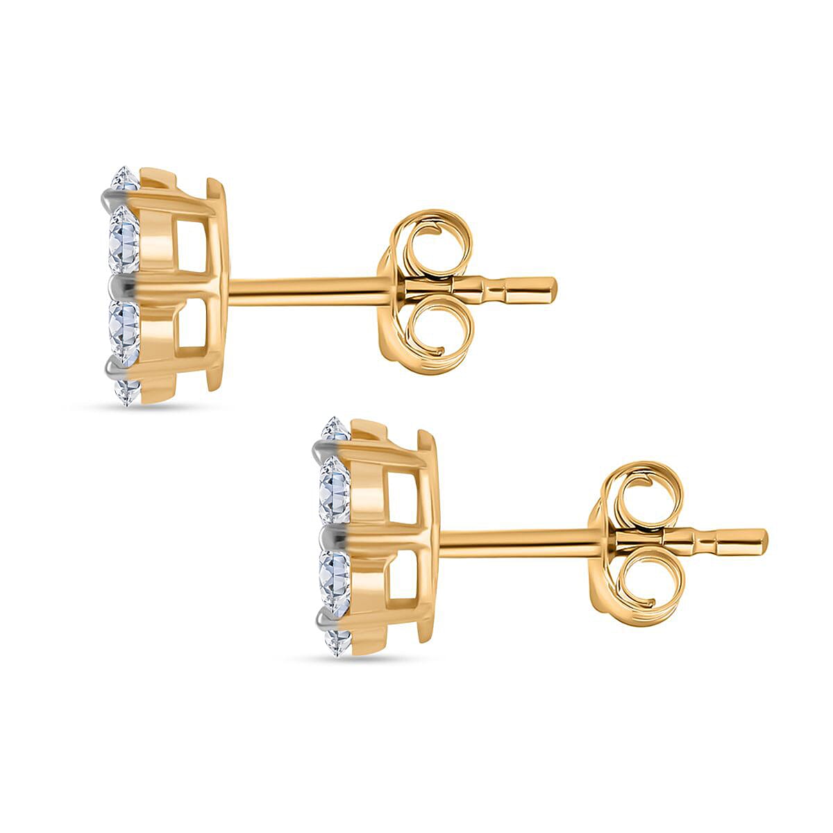 Luxuriant Lab Grown I1-EF Diamond Earring with Push Post in 18K Vermeil Yellow Gold Sterling Silver 1.02 Ct.