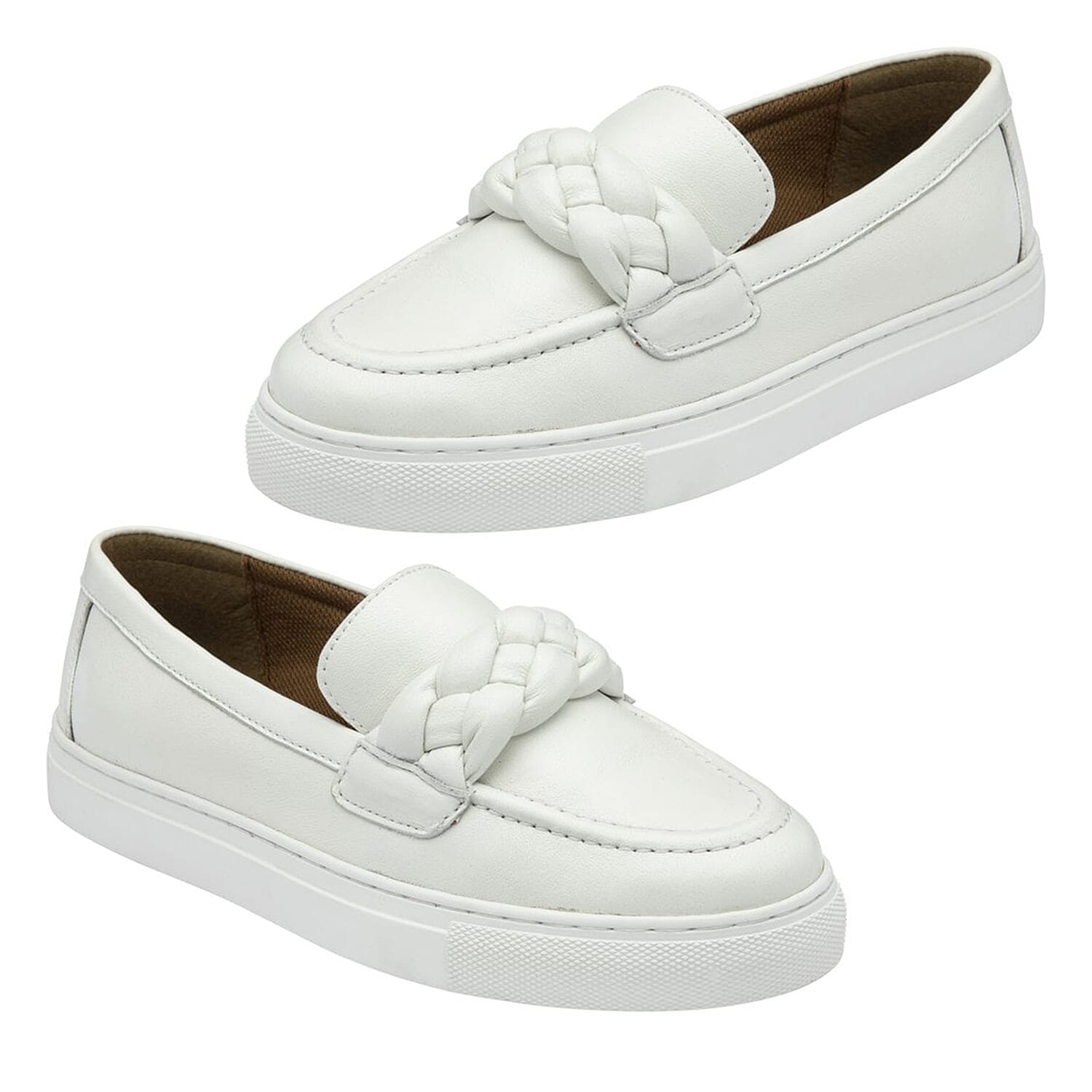 Lotus Women's Bertie Braided Detail Casual Loafers (Size 3) - White
