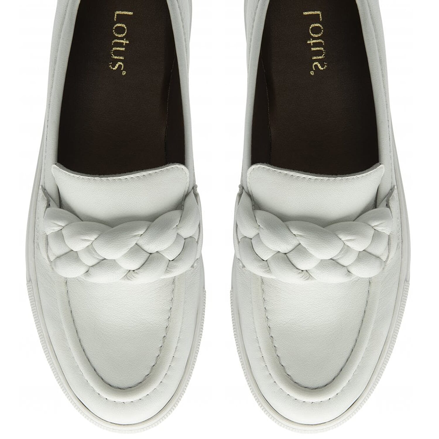 Lotus Women's Bertie Braided Detail Casual Loafers (Size 3) - White