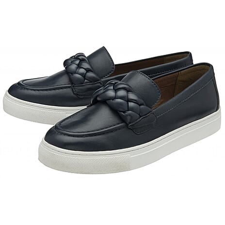 Lotus Women's Bertie Braided Detail Casual Loafers (Size 5) - Navy