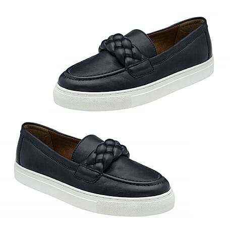 Lotus Women's Bertie Braided Detail Casual Loafers (Size 7) - Navy