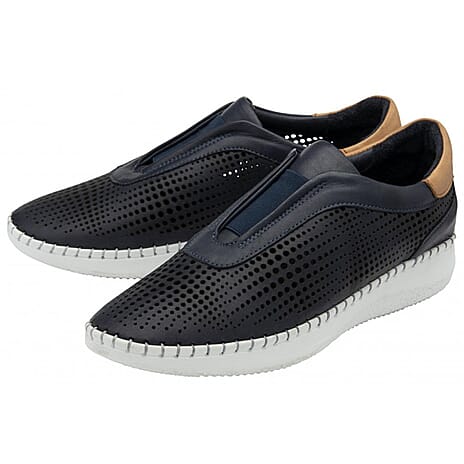 Lotus Womens Lorena Breathable Leather Trainers (Size 6) - Navy