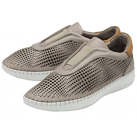 Lotus Womens Lorena Breathable Leather Trainers (Size 7) - Stone
