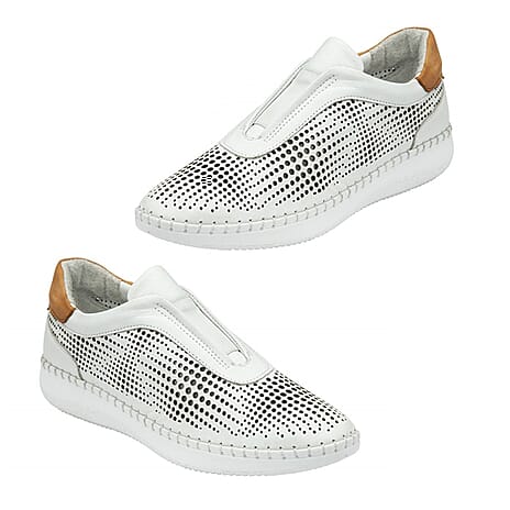 Lotus Womens Lorena Breathable Leather Trainers (Size 5) - White