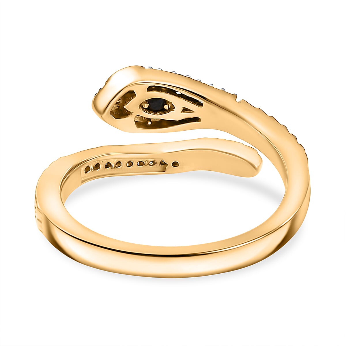 GP Serpentine Collection - White Zircon & Blue Sapphire Ring in 18K Vermeil Yellow Gold Plated Sterling Silver