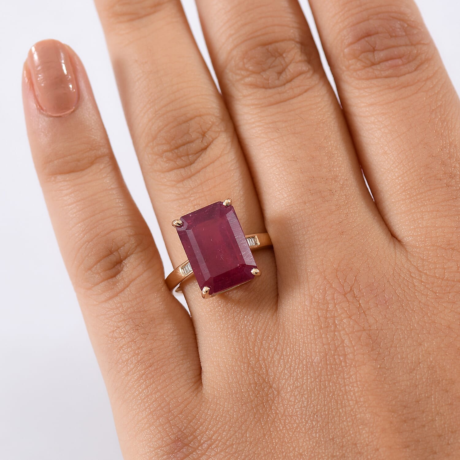 One Time Deal - 9K Yellow Gold AAA  Rare Size OC14x10 African Ruby & White Diamond Ring 11.23 Ct.